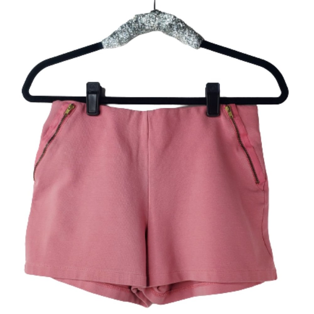 ZARA COLLECTION PINK HIGH RISE SHORTS WITH SIDE ZIPPER. Size LG